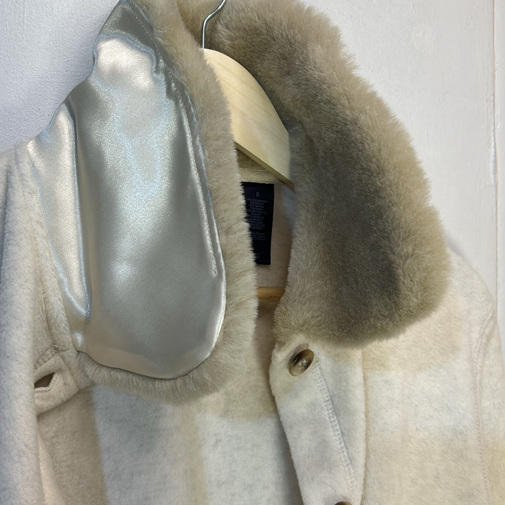 Crazy Horse-Liz Claiborne Cozy Fleece Jacket Fur Collar Never Worn-S-#0057 - Picture 7 of 9